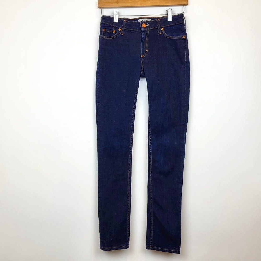 Acne Kex Soft Raw Dark Wash Stretch Skinny Denim Jeans, Size 27/34, EUC